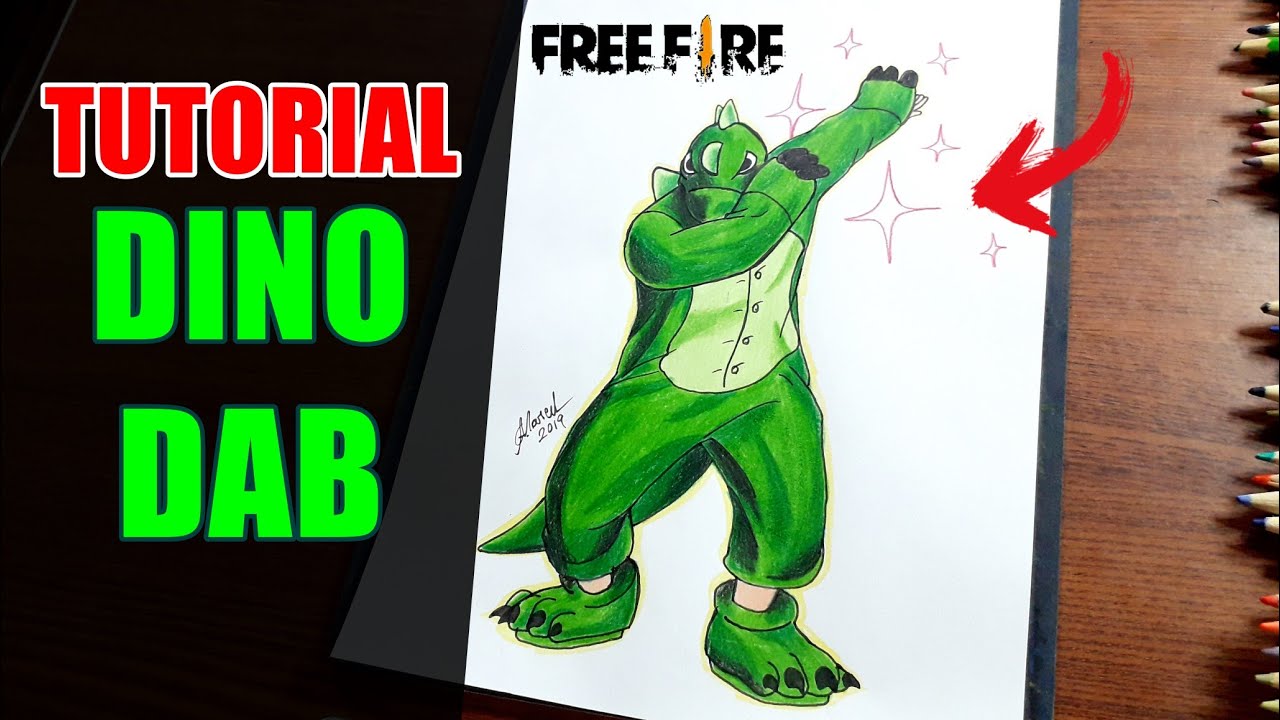 COMO DESENHAR O DINO FREE FIRE COM EMOJI DAB