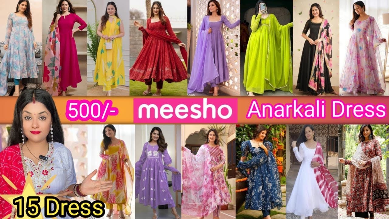*Huge* Meesho PARTY WEAR Anarkali dress haul un 500/-✨💝| DIWALI outfit 🪔🎉| Navratri Haul🌸 #meesho 