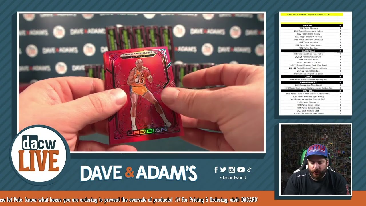 2021/22 Panini Obsidian Basketball Asia Tmall 20-Box Case - DACW Live 28 Spot Random Team Break #1