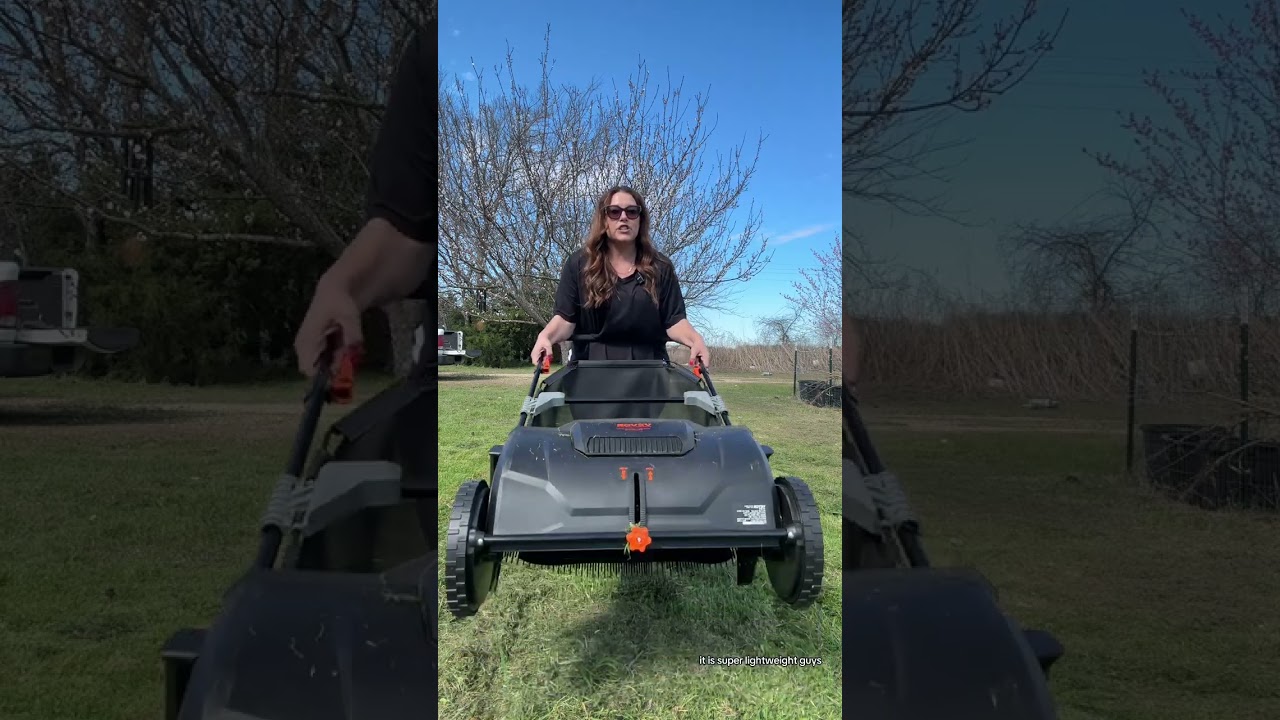 This lawn sweeper makes yardwork, efficient! It picks up small sticks, grass clippings, leaves,
