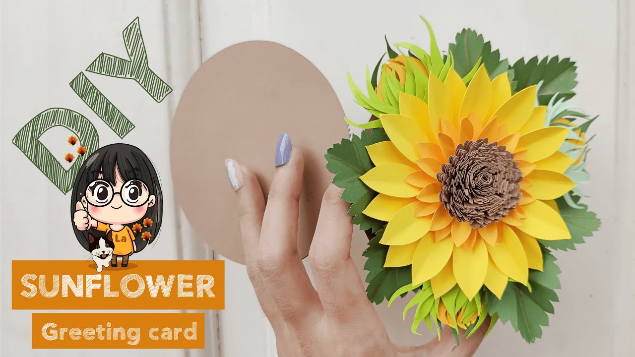 How To make 3D Sunflower and buds Greeting Card