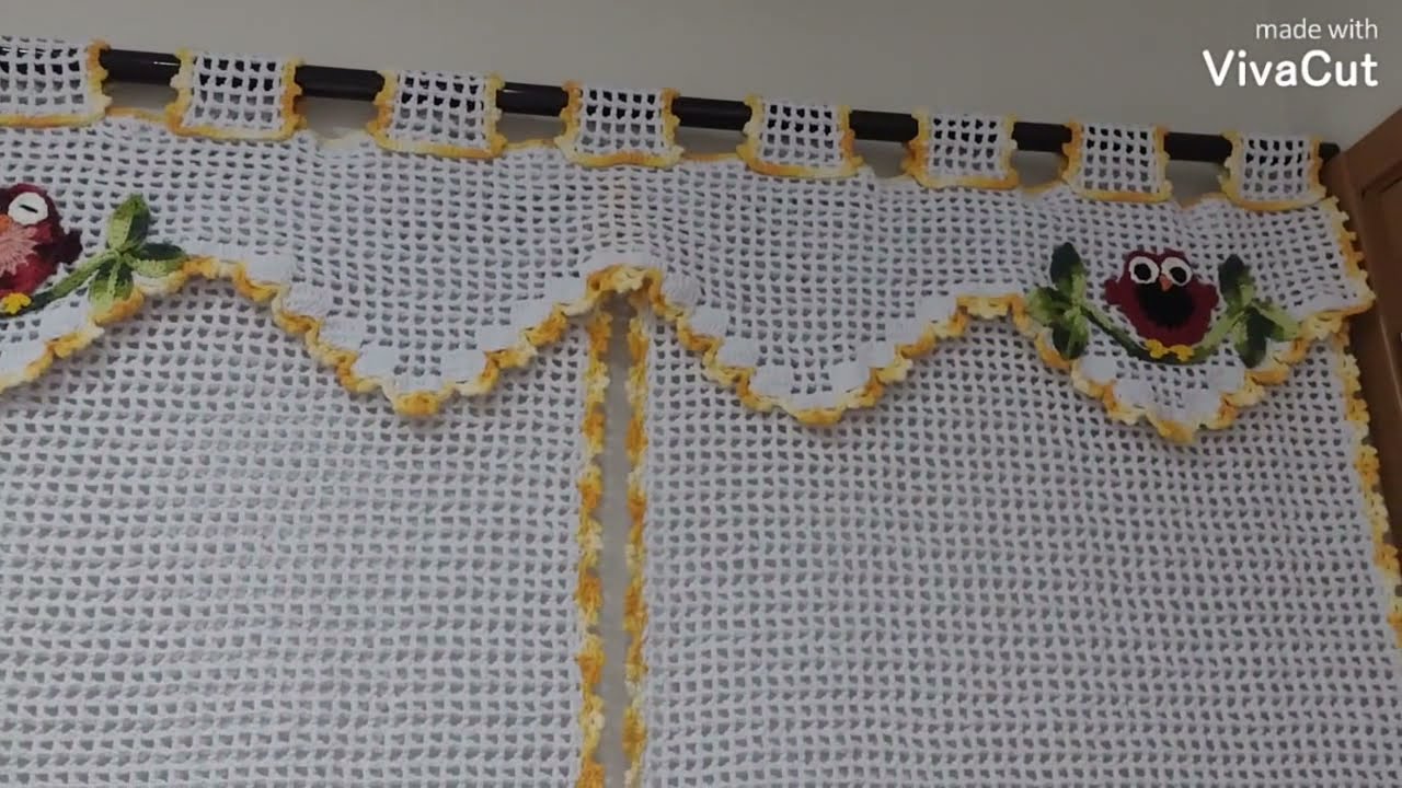 minha produ&ccedil;&atilde;o Conclu&iacute;da✓ Cortina / cozinha ou copa corujinha 🦉 em croch&ecirc; 