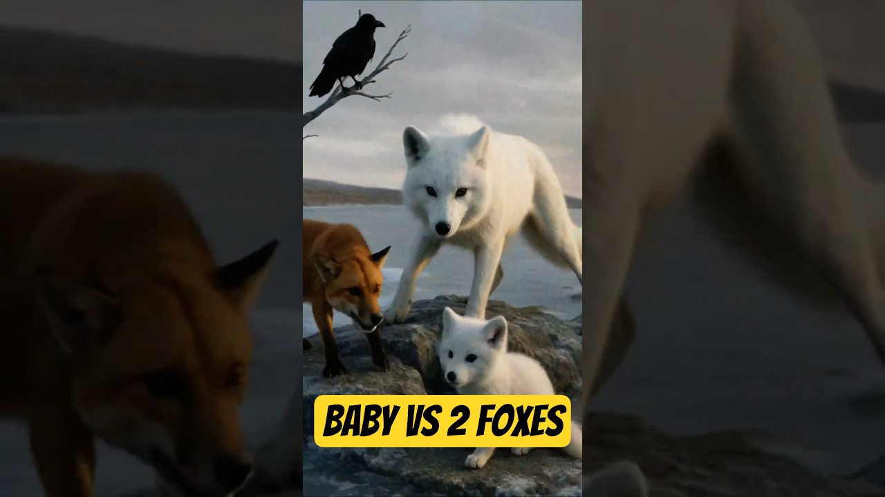 Baby Arctic Fox vs Red Fox Attack - Mother's Fierce Protection