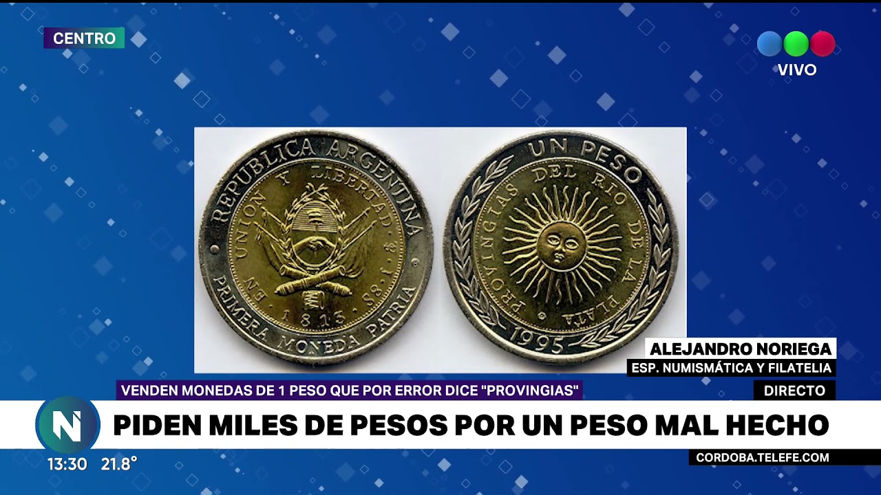 Ofrecen monedas de 1 peso a $15 mil por un insólito error ortográfico
