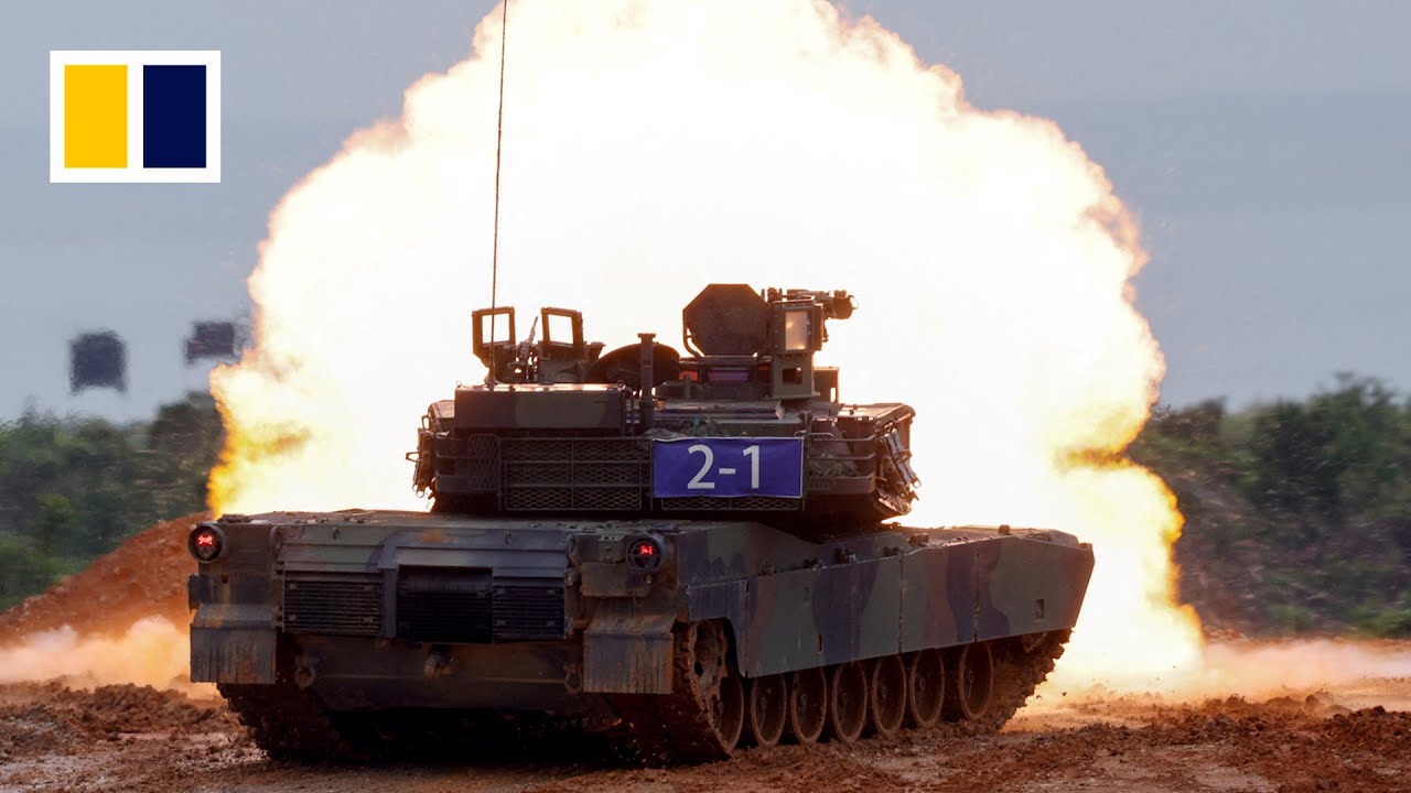 Taiwan debuts US-made Abrams tanks during live-fire drills