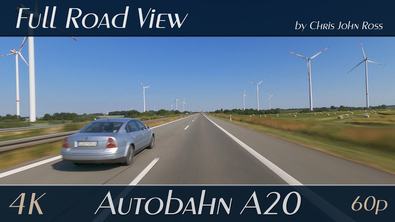 Autobahn (A20), Germany: Rastplatz Riedbruch - Greifswald - Gützkow - 4K (2160p/60p) Ultra HD