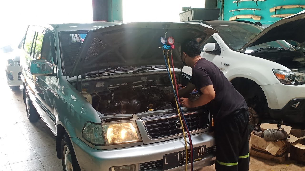 Perawatan AC Kijang LGX 2.0 EFI 2002  - AC Nyala RPM Turun - Bengkel Angkasa Variasi