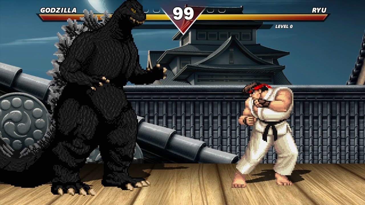 GODZILLA Vs RYU & KEN & BLANKA - HIGH LEVEL INSANE FIGHT!