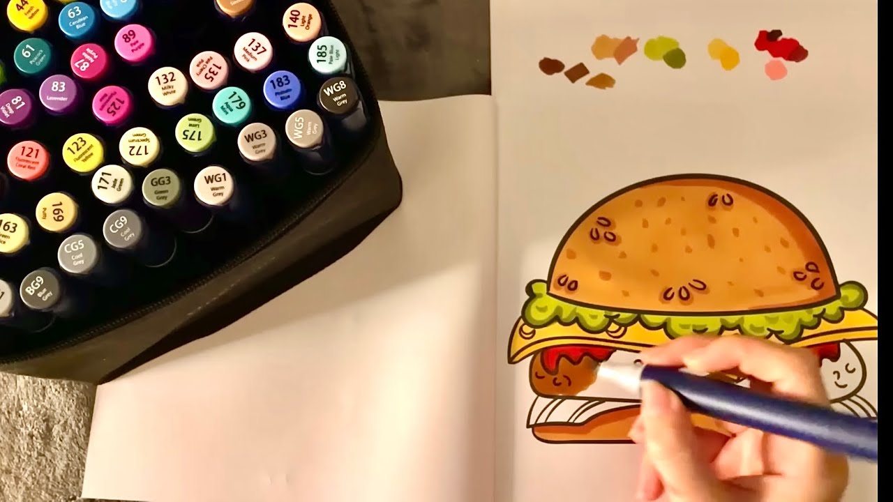😴 ASMR  - 🖊️📕Painting with markers in my Coloring Book - Clicky Whispers