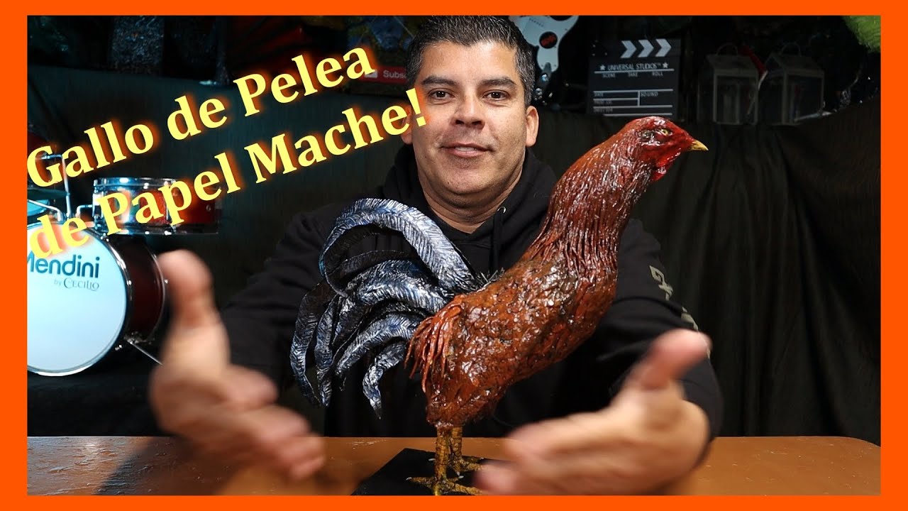 Como hacer una escultura de un gallo de pelea con papel mache y pasta de papel mache.