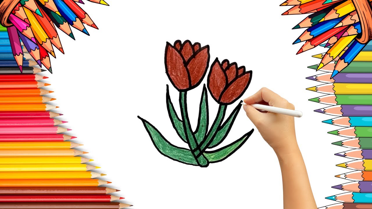 How To Draw cute Flower Drawing, Painting & Coloring For Kids and Toddlers_ Child Art 🐋🌈🎨