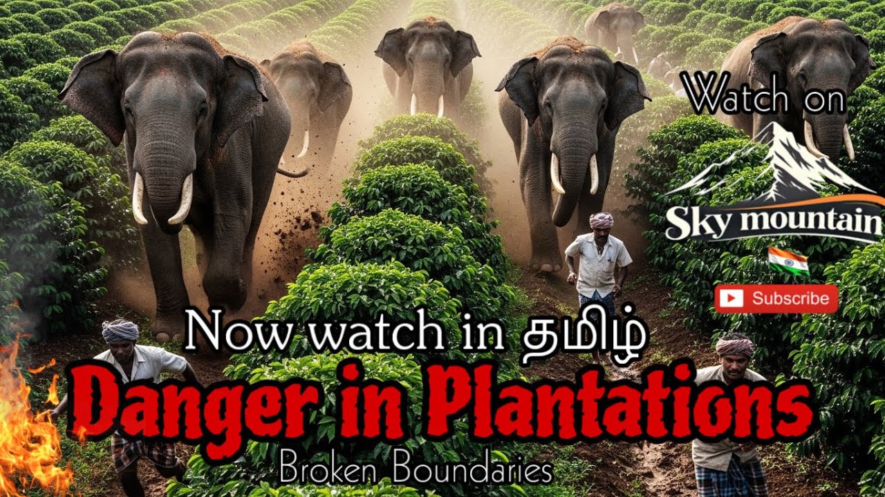 Danger in Plantations 😲🌿 Elephants Attack 🌱😳 Elephant Conflict❌#tamil 