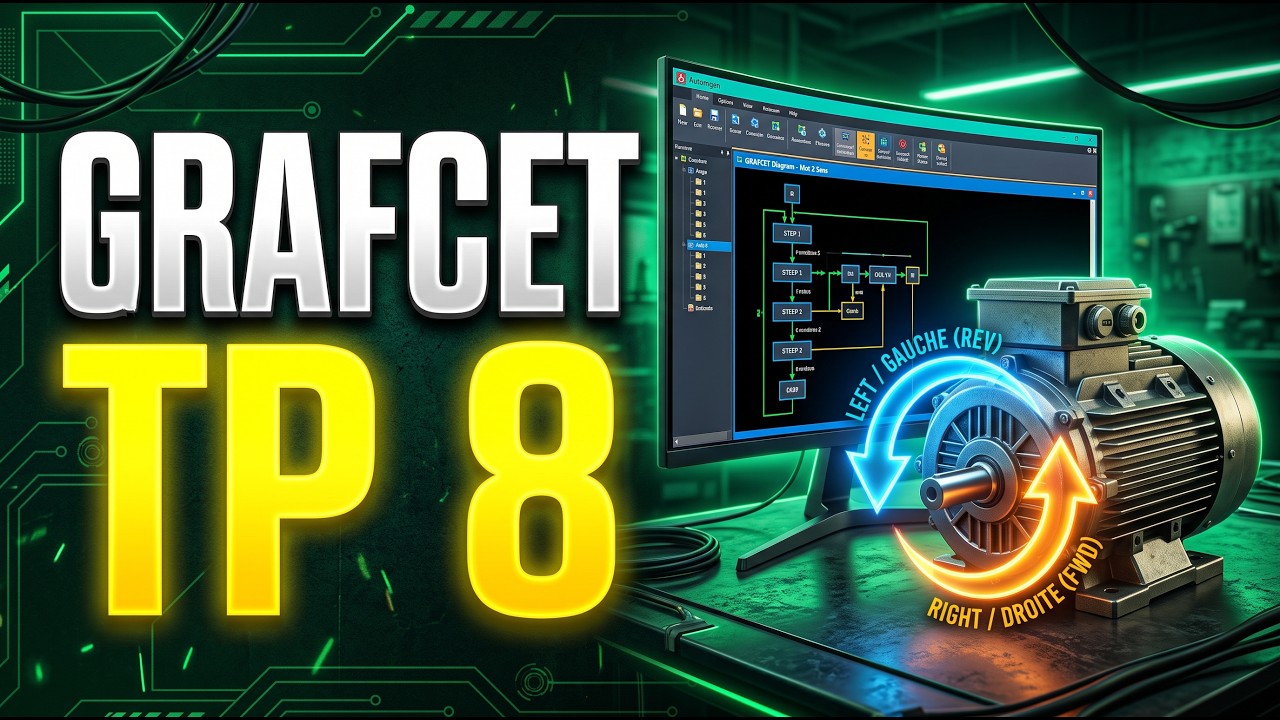 Automgen TP8 - Grafcet D&eacute;marrage direct a 2 sens de rotation # 30 (بالعربية)