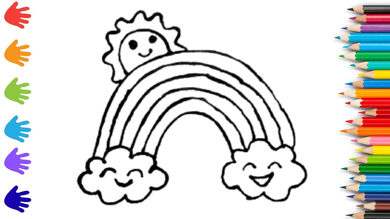 How To Draw cute rainbow Drawing, Painting & Coloring For Kids and Toddlers_ Child Art 🐋🌈🎨