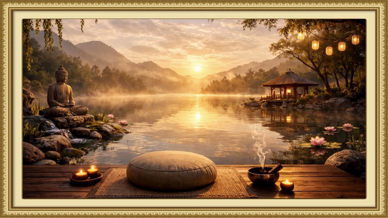 4K Lakeside Meditation at Sunrise | Ambient Art 4k Displays