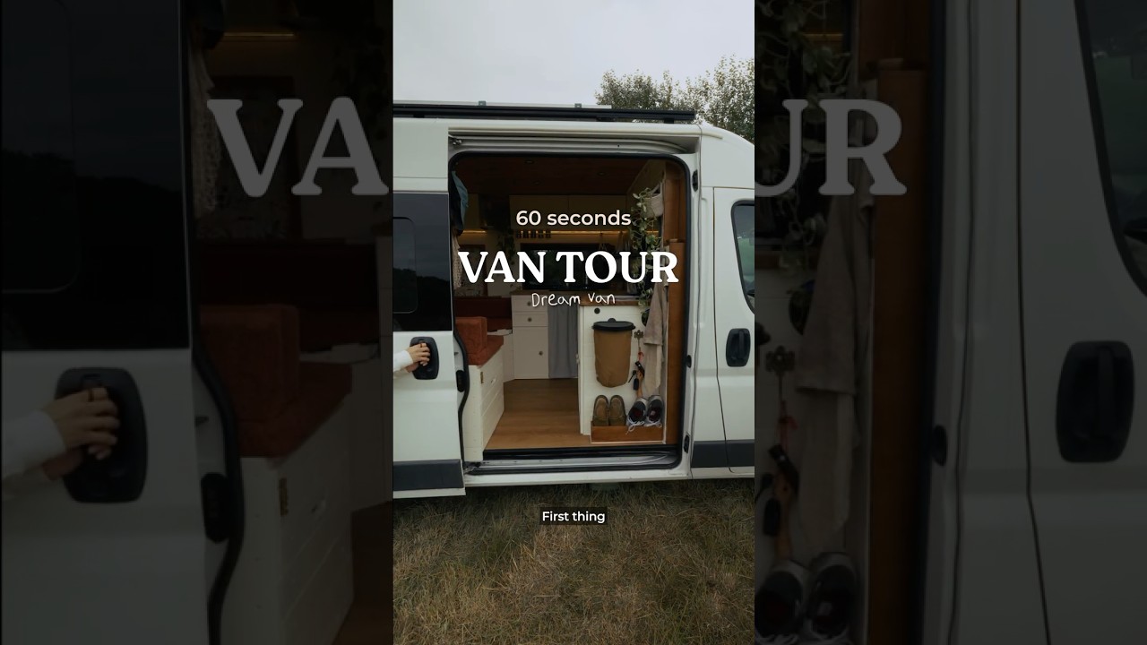 60 sec DIY Van Tour✨🌿🍄 #vantour #vanlife #vanconversion
