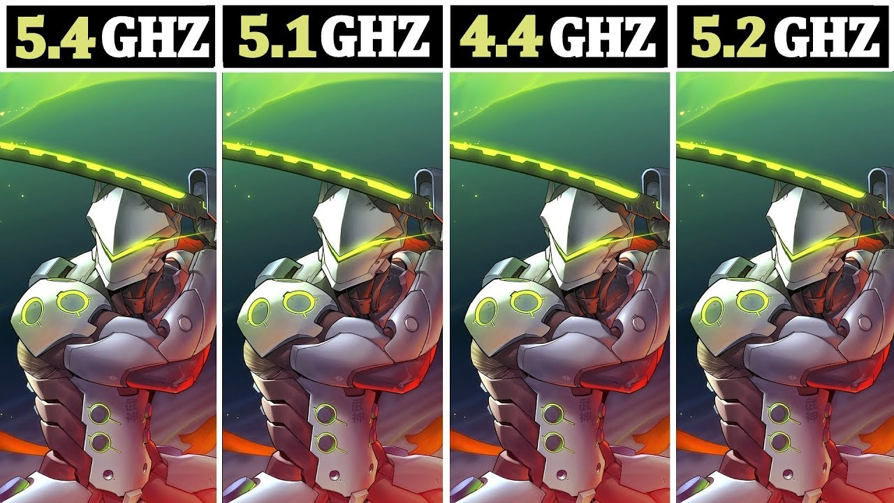 (5.4GHZ) I7 8086K vs (5.1GHZ) I9 9900K vs (4.4GHZ) R7 2700X vs (5.2GHZ) I7 8700K |