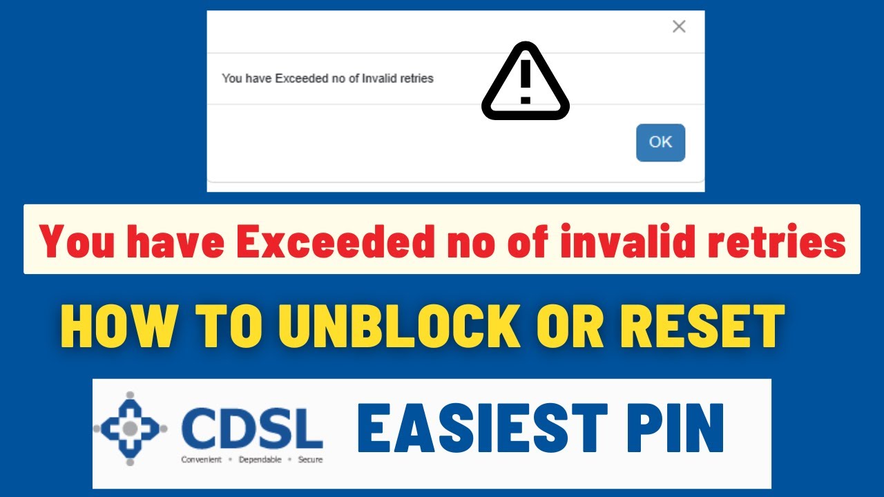 How to Unblock CDSL Easiest PIN | Fix Error 