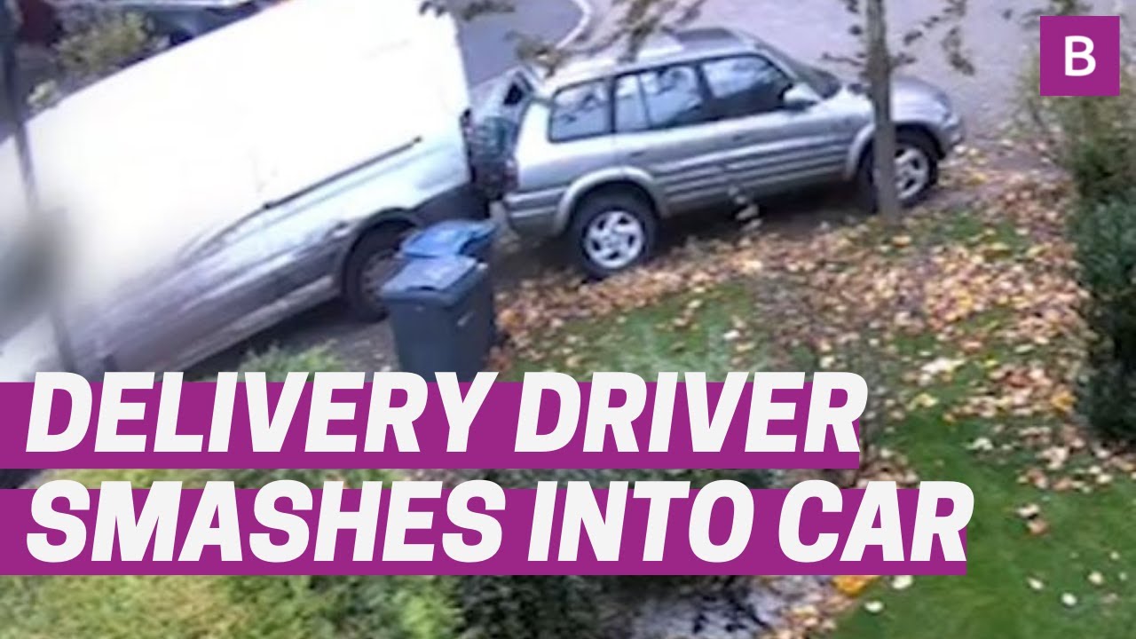 &lsquo;Yodel driver smashes into car&rsquo; on CCTV then reverses off