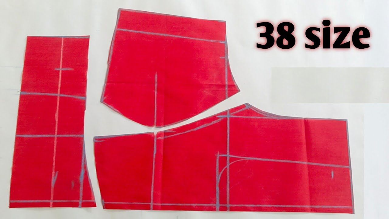 38 size थ्री पीससे प्रिंस कट ब्लाउज कटिंग । 3 piece Princess cut blouse cutting and stitching ।