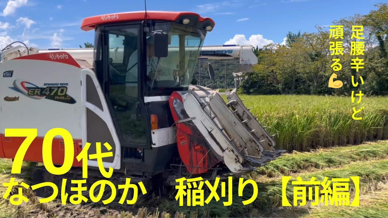 【70代稲刈り】なつほのか稲刈りスタート▶️【前編】