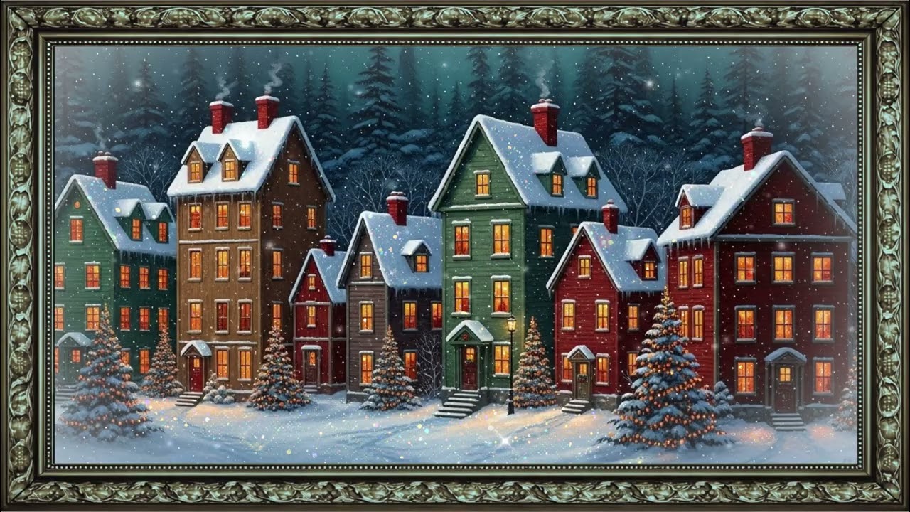 Quiet Winter Town at Night ❄️  Premium Frame TV Art in 4K UHD