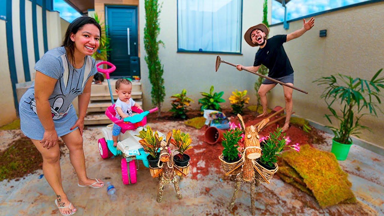 REFORMANDO A AREA EXTERNA DA NOSSA CASA SOZINHO🏠 TÁ FICANDO INCRÍVEL!