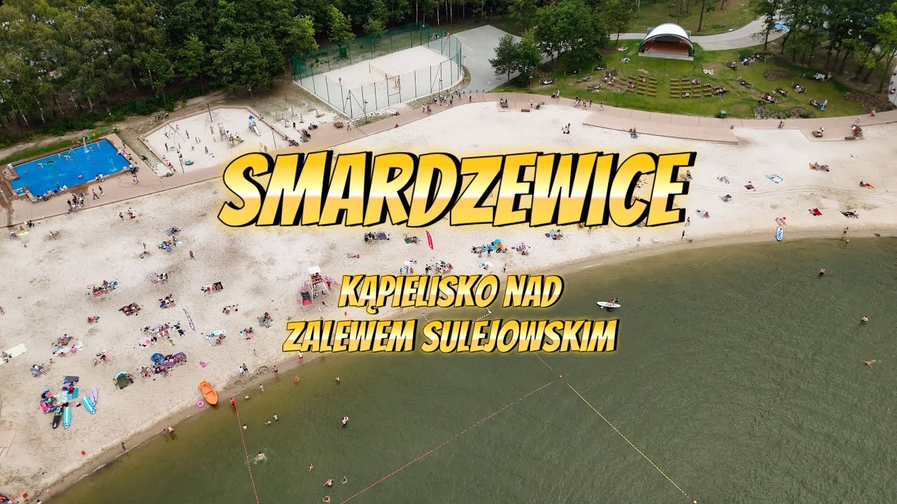 Widok z drona: Smardzewice - kąpielisko nad Zalewem Sulejowskim | 4K
