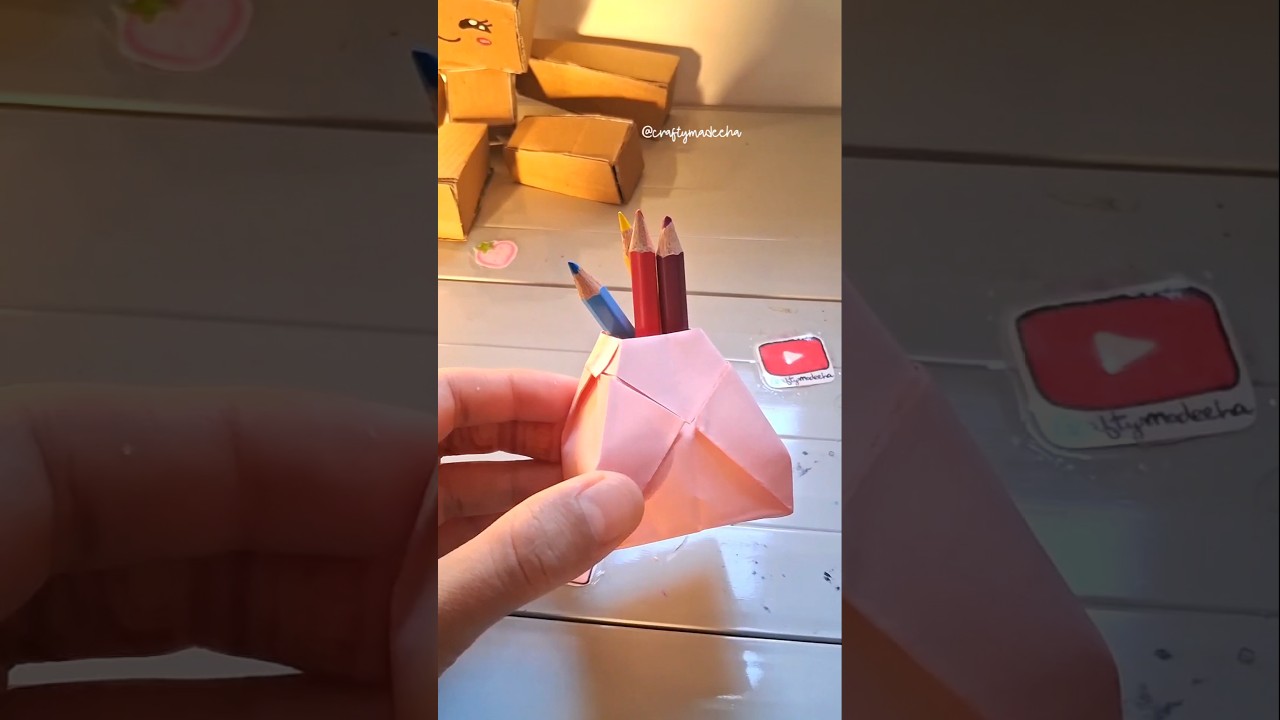 Paper container origami ✨️ 🎀 #cuteart #craft #shorts
