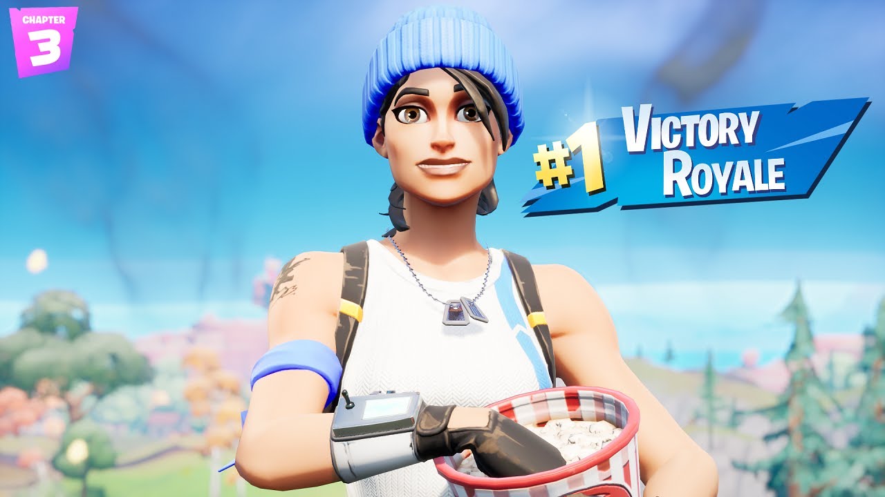 Victoria con la skin LÍDER DEL EQUIPO AZUL Fortnite