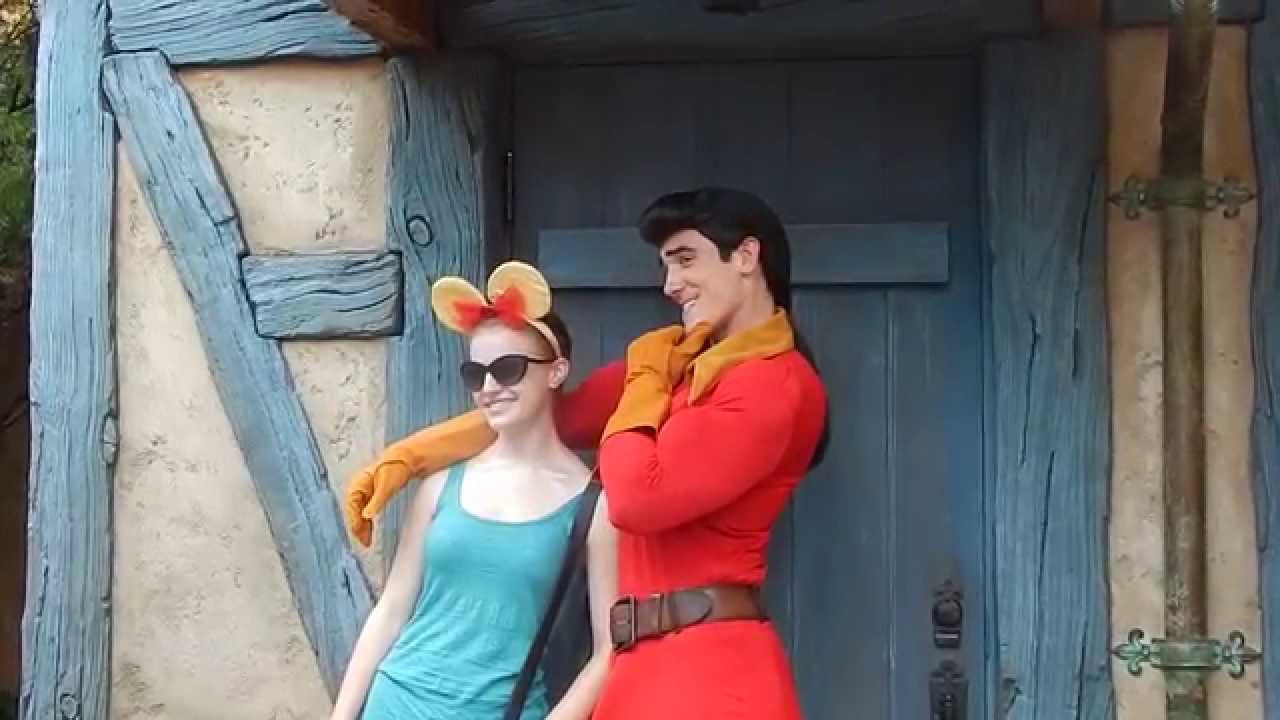 GASTON greets his Villagers in the rain at Disney World Magic Kingdom