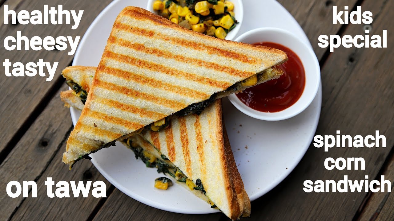 spinach corn sandwich recipe | स्पिनच कॉर्न सैंडविच रेसिपी | spinach and corn sandwich recipe