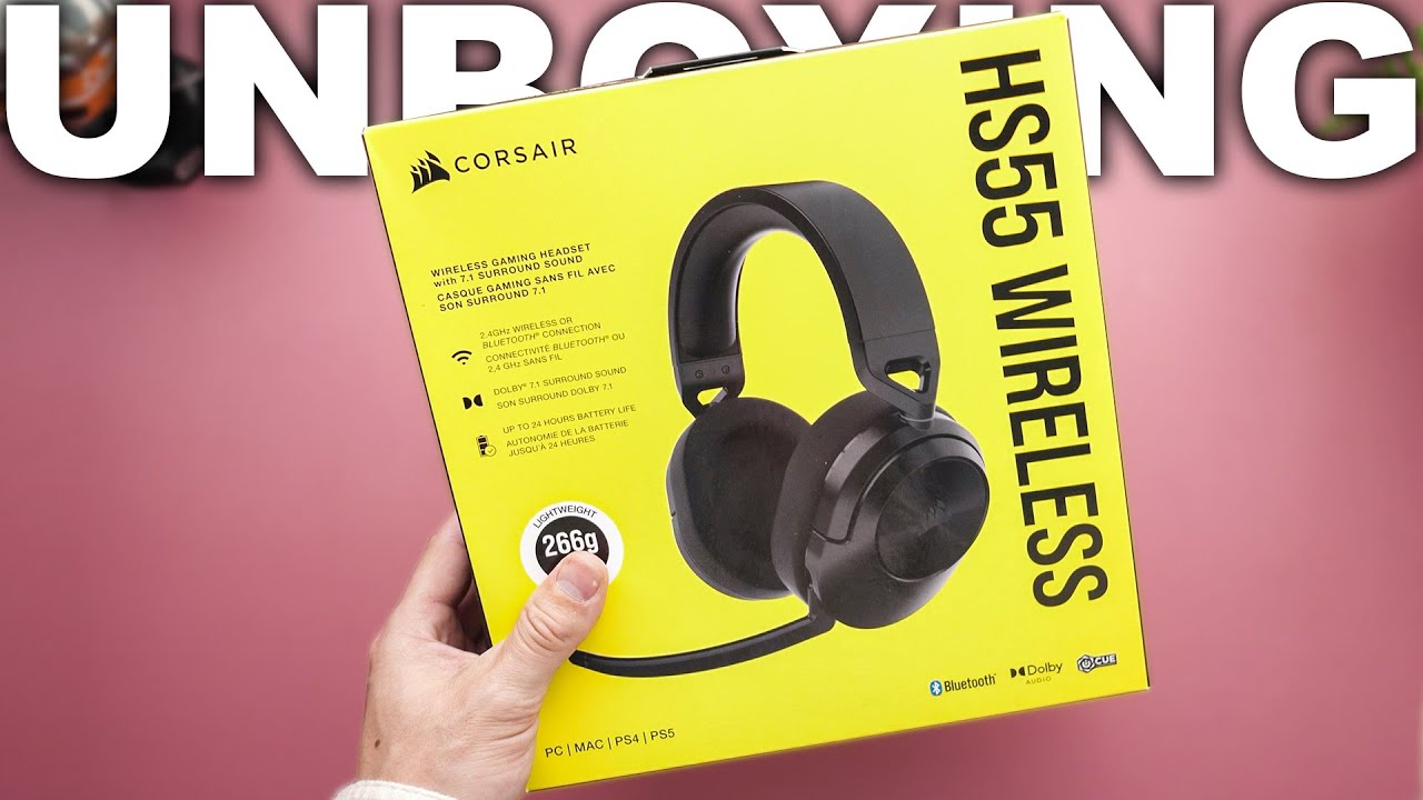 Распаковка беспроводной игровой гарнитуры Corsair HS55