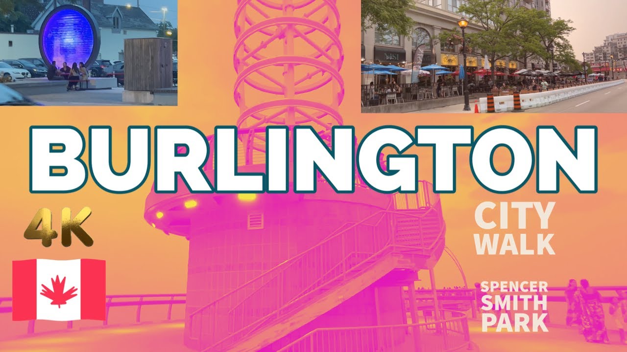 Burlington City Walking 4K - Ontario Canada Vlog- Evening Walk- Drive - Spencer Smith Park - Beach