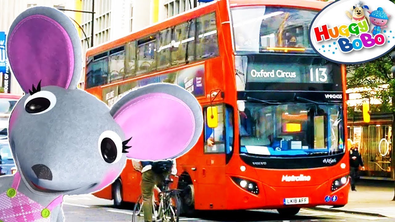 Wheels On The Bus | 3D Animation And London Bus Live Footage | Nursery Rhymes | New | By HuggyBoBo