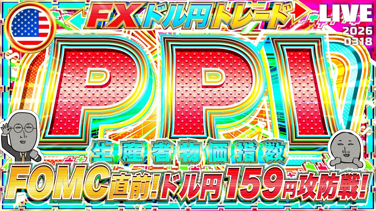 【FXライブ】ドル円１５９円攻防戦！米生産者物価指数（PPI）＆トランプ大統領発言に注目！FOMC直前ドル円トレード配信
