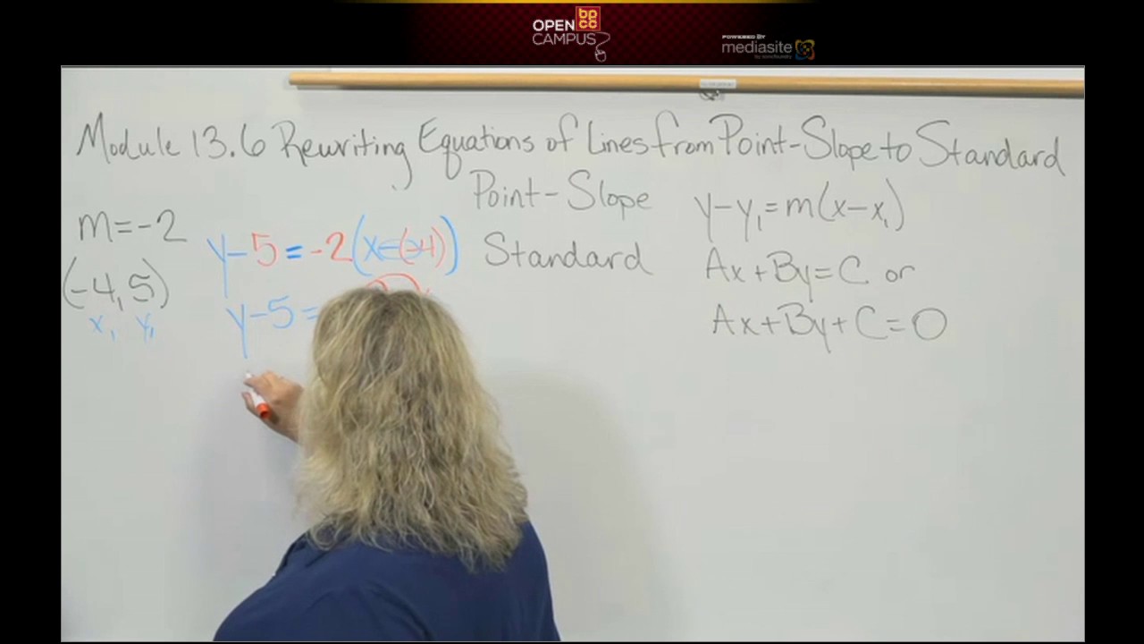 Module 13 6B1 Rewriting Equations of Lines from Point Slope to Standard Form