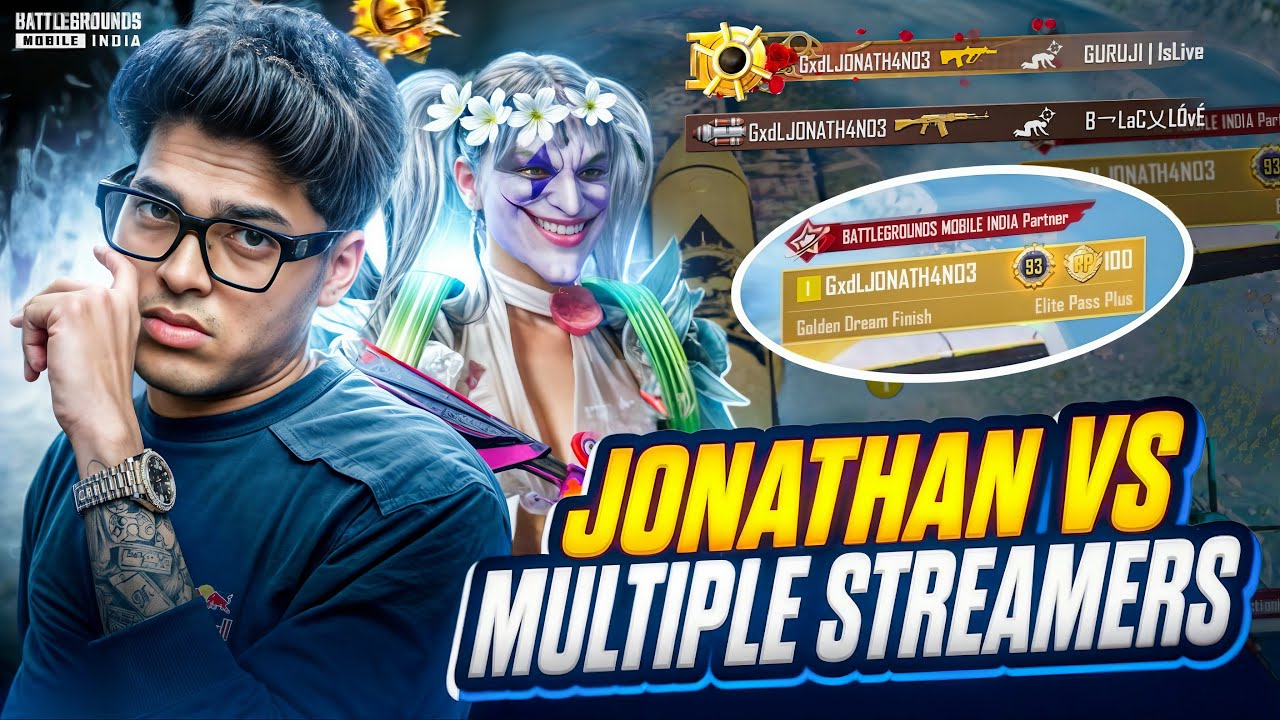 GodL JONATHAN vs Multiple STREAMERS | Crazy Reaction’s by Streamers - I Played as JONATHAN For 24hrs