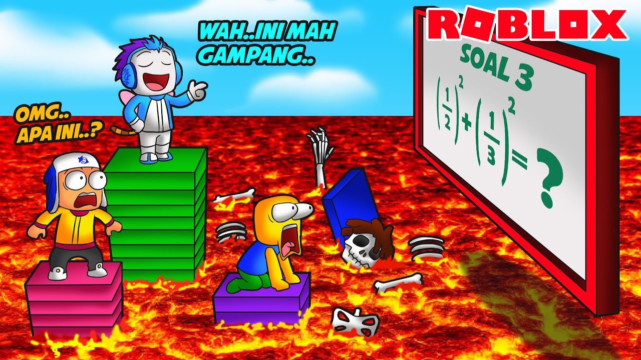 ADU KEPINTARAN TOWER MATEMATIKA YANG KALAH KENA AZAB LAVA DI ROBLOX!!!