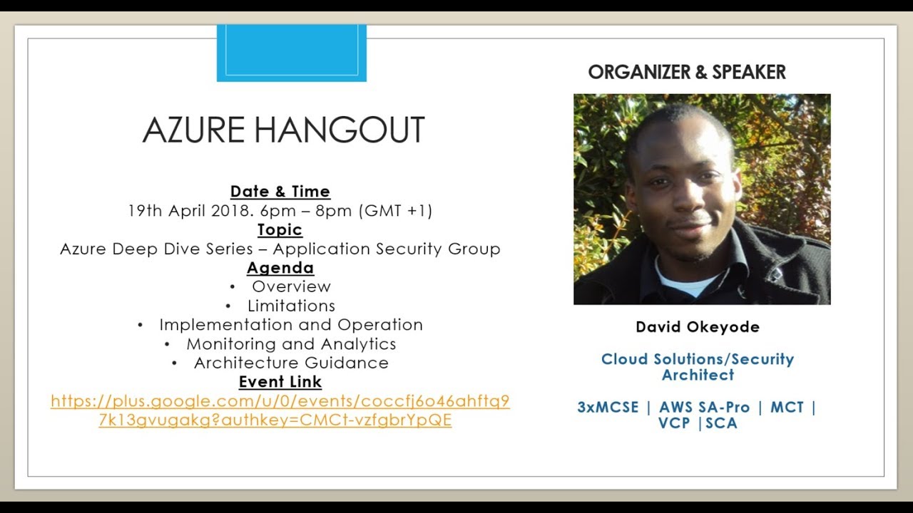 Azure Hangout 04 - Application Security Group Deep Dive
