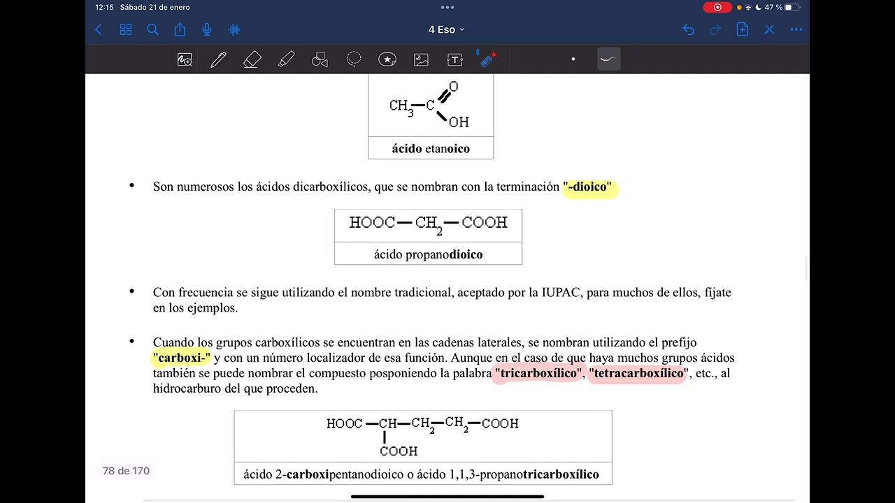 Formulación ácido carboxílico