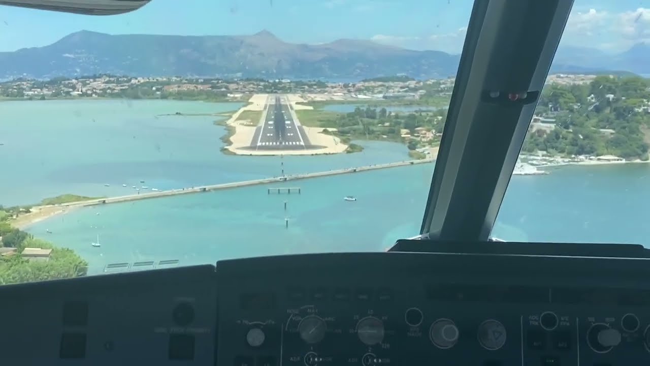 Corfu/Kerkyra approach and landing . RWY34 (cockpit view)