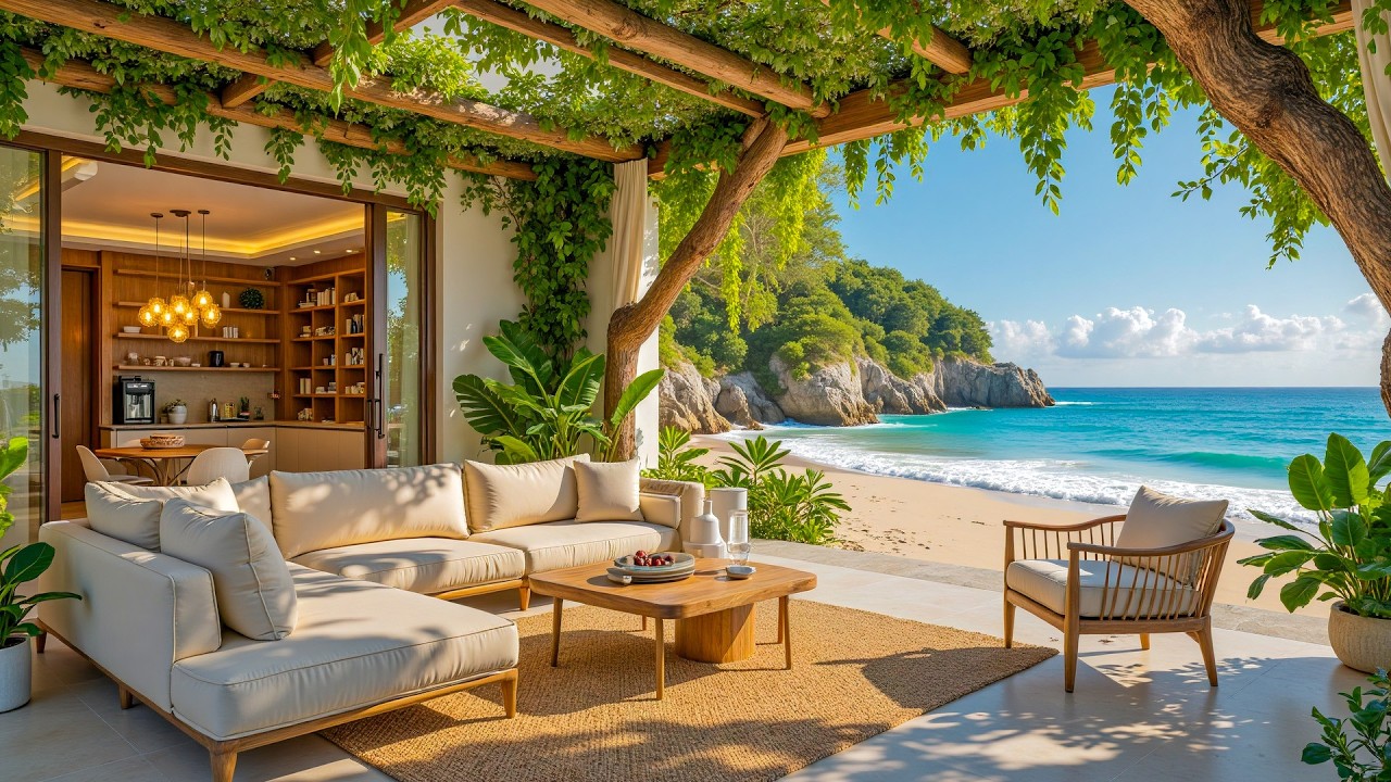 Miami South Beach Luxury Living Room 🌅 Smooth Jazz & Calm Ocean Breeze Ambience