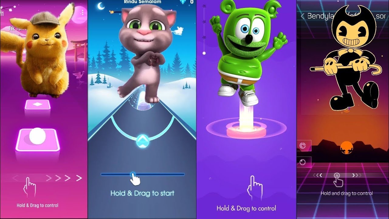 Pikachu vs Talking Tom vs Gummy Bear vs Bendy | Tiles Hop  Beat Roller  Beat Jumper  Smash Color #18