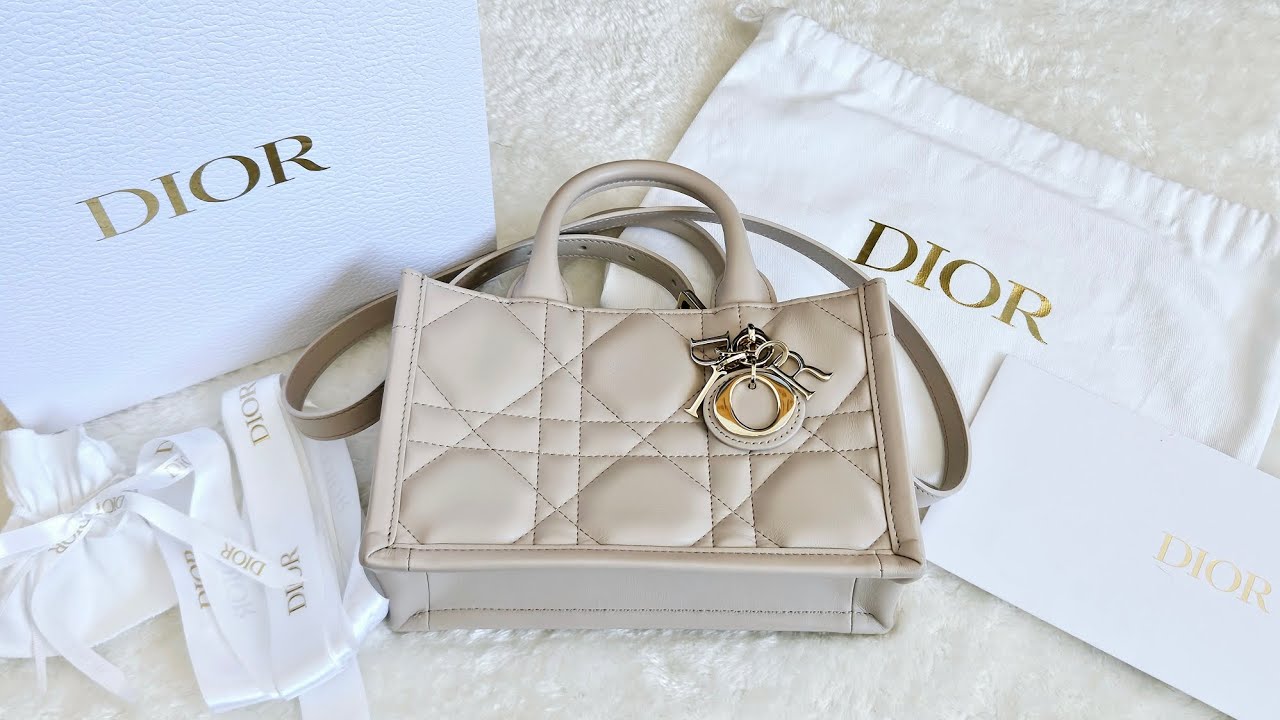 CHRISTIAN DIOR MINI DIOR BOOK TOTE IN MACROCANNAGE CALFSKIN LEATHER (TRENCH BEIGE)- $2,550