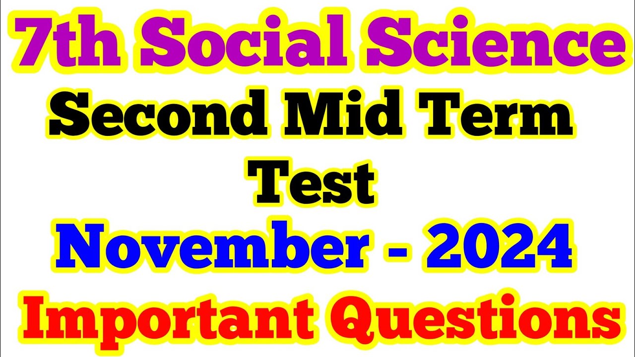 7th Social Science Second mid term test Important Questions  November -2024 7th social science