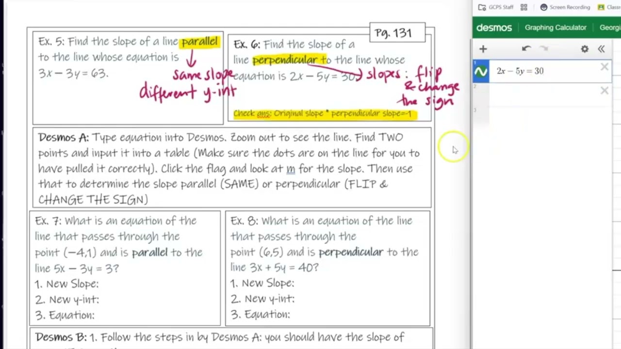 Parallel v Perpendicular Slopes