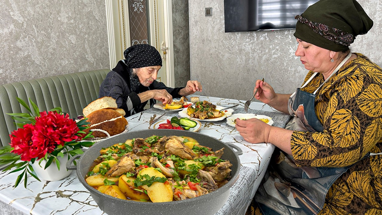 Национальное азербайджанское блюдо на кухне: КУРИЦА Чыгиртма