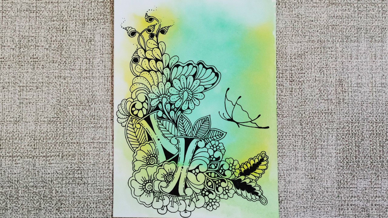 🎨 Смотрите, как акварель сливается с чёрно-белым зентанглом🦋 | Satisfying Doodle Flow