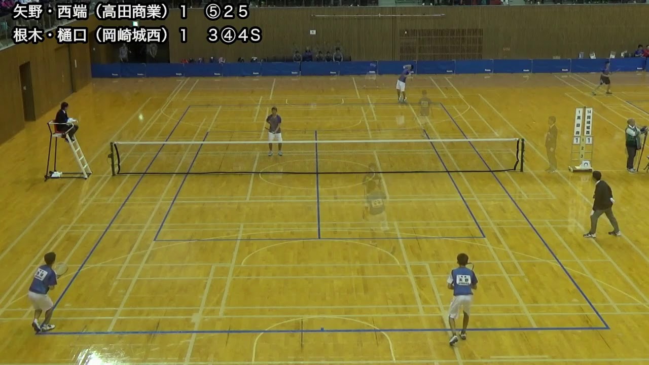【好プレー集】2019 全日本高校選抜ソフトテニス大会　男子準決勝１−１　高田商業（矢野・西端）vs岡崎城西（根木・樋口）